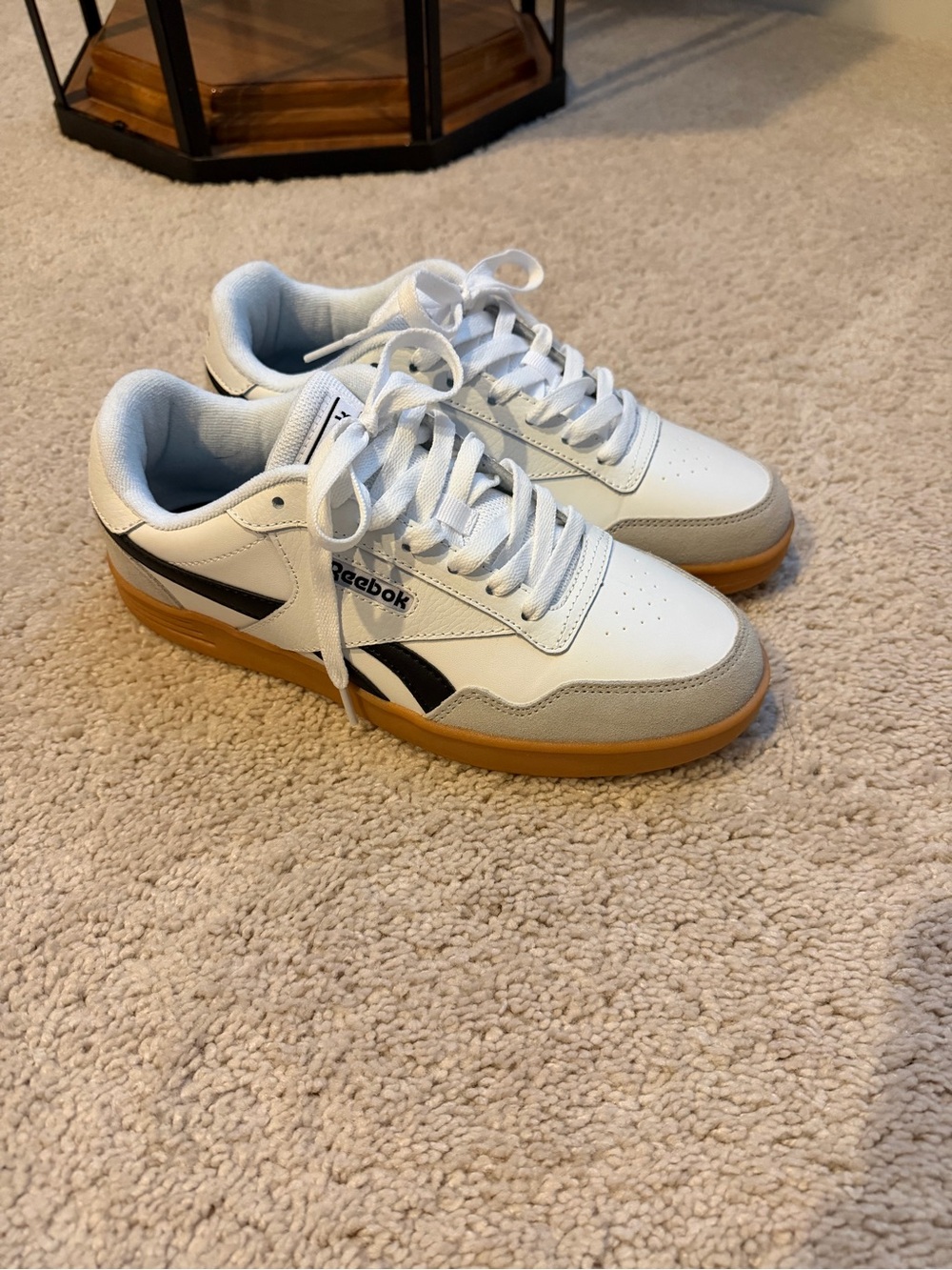 Reebok White Black & Gum Low-Top Sneakers